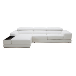 Divani Casa Chrysanthemum Mini - Modern White Leather Left Facing Sectional Sofa