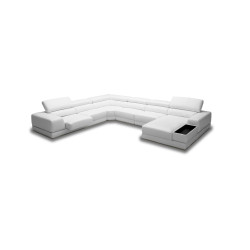 Divani Casa Chrysanthemum - Modern White Leather U Shaped Sectional Sofa