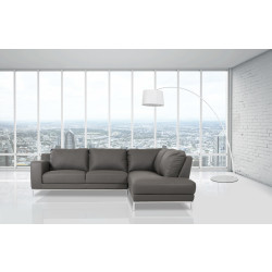 Divani Casa Primrose Modern Grey Eco-Leather Sectional Sofa w/ Right Facing Chaise