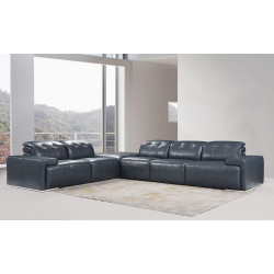 Divani Casa Grafton - Modern Blue Leather Sectional Sofa