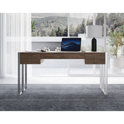 Modrest Orcutt - Modern Walnut & Stainless Steel Desk