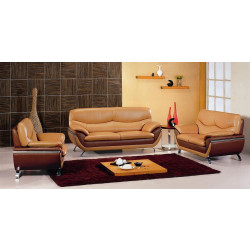 Divani Casa 2106 Modern Camel and Brown Leather Sofa Set