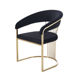 Modrest Linda - Modern Black Velvet and Gold Dining Chair