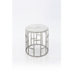 Modrest Silvan Modern Marble & Stainless Steel End Table
