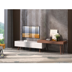 Modrest Noelle Modern White & Walnut TV Stand