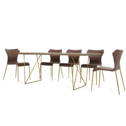 Modrest Marcia Modern Tobacco & Antique Brass Dining Table