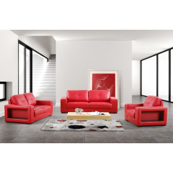 Modern Red Bonded Leather Sofa Set - 3006