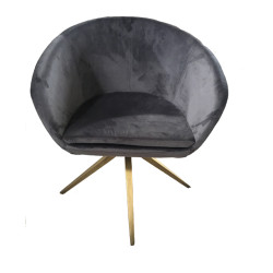 Modrest Yara Modern Grey Velvet & Bronze Dining Chair