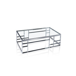 Modrest Stephen - Modern Glass & Stainless Steel Coffee Table 