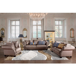 Divani Casa 4553 - Transitional Brown Fabric Sofa Set