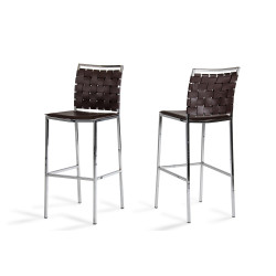 Shasta - Modern Brown Eco-Leather Bar Stool (Set of 2)