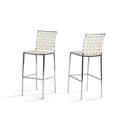 Shasta - Modern White Eco-Leather Bar Stool (Set of 2)