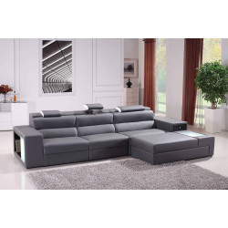 Divani Casa Polaris Mini - Contemporary Grey Bonded Leather Right Facing Sectional Sofa