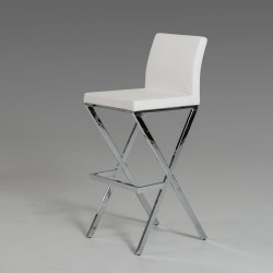 Modrest Dean Modern White Leatherette Bar Stool (Set of 2)