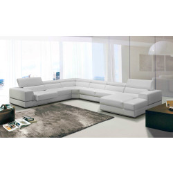 Divani Casa Pella - Modern White Bonded Leather U Shaped Sectional Sofa