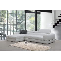 Divani Casa Pella Mini - Modern White Bonded Leather Left Facing Sectional Sofa