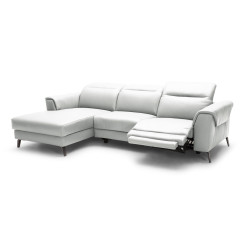Divani Casa Mosley Modern White Leather Sectional Sofa w/ Recliner