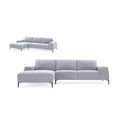 Divani Casa Arthur - Modern Light Grey Fabric Left Facing Sectional Sofa