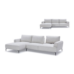 Divani Casa Hero Modern Grey Fabric Sectional Sofa w/ Left Facing Chaise