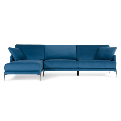 David Ferrari Achen - Modern Blue Velvet Left Facing Sectional Sofa