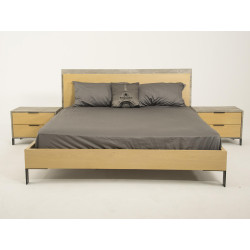 Nova Domus Conner - Modern Light Walnut & Faux Concrete Bed