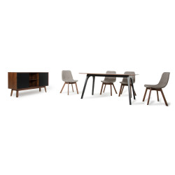 Modrest Laken Modern Walnut & Sesame Dining Set