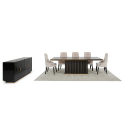 A&X Talin Modern Black & Rosegold Dining Set