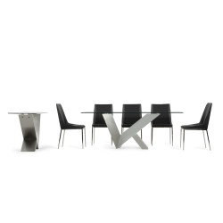 Modrest Harlow & Wesley Modern Stainless Steel Dining Set