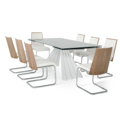 Modrest Milk & Morgan Modern White Dining Set