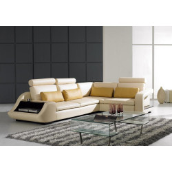 733 Modern Beige Leather Sectional Sofa