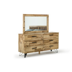 Modrest Sala Modern Light Wood Dresser & Mirror Set