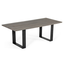 Modrest Murphy Modern Grey Aged Oak & Black Metal Dining Table