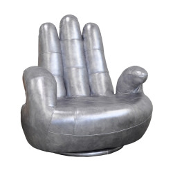 Estro Salotti Sosia Italian Modern Silver Leather Hand Accent Chair
