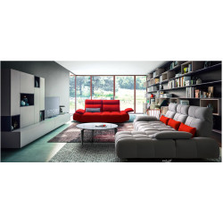 David Ferrari Baloon - Modern Grey + Red Fabric Sectional Sofa Set
