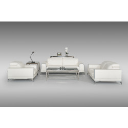 Estro Salotti Bolton Italian Modern White & Blue Leather Sofa Set