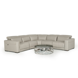 Estro Salotti Thelma - Italian Modern Grey Leather Sectional Sofa with Recliners