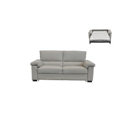 Estro Salotti Spock Italian Modern Light Grey Leather Large Sofa Bed
