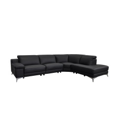 Estro Salotti Hypnose - Italian Modern Black Leather Sectional Sofa with Recliner