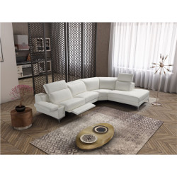 Estro Salotti Hypnose - Italian Modern White Leather Sectional Sofa with Recliner