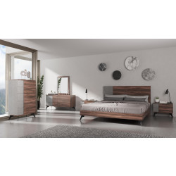Nova Domus Palermo - Italian Modern Faux Concrete & Noce Bodrum Bedroom Set