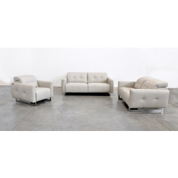 Estro Salotti Duca Modern Grey Leather Sofa Set w/ Recliners