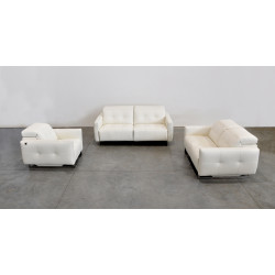 Estro Salotti Duca Modern White Leather Sofa Set w/ Recliners