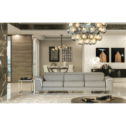 Accenti Italia Vogue Italian Modern Grey & White Sofa w/ Electric Recliner