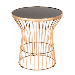 Modrest Ardath Modern Black Glass & Rosegold End Table