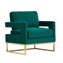 Modrest Edna Modern Green Velvet & Gold Accent Chair