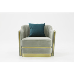 Divani Casa Ardine Modern Grey Velvet & Gold Lounge Chair