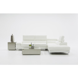 Divani Casa Myst Mini - Modern White Eco-Leather Right Facing Sectional Sofa