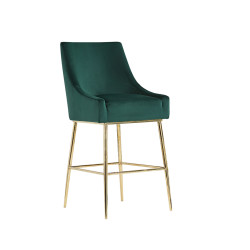 Modrest Gleason Modern Green Velvet Bar Stool
