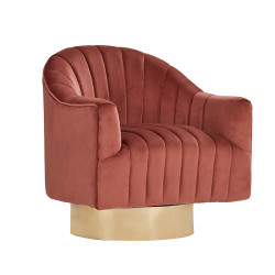Divani Casa Parson Modern Copper Velvet Swivel Armchair
