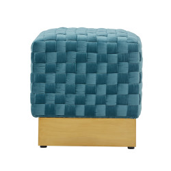 Divani Casa Atwood Modern Blue Velvet Ottoman